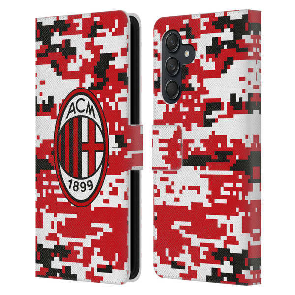 AC Milan Crest Patterns Digital Camouflage Leather Book Wallet Case Cover For Samsung Galaxy M55 5G