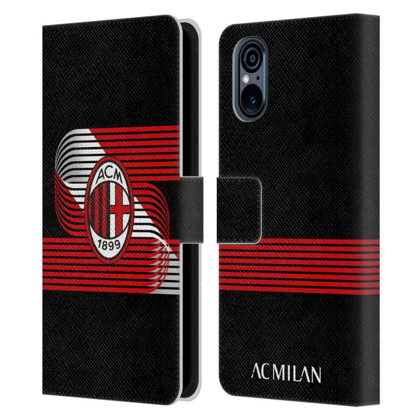 AC Milan Crest Patterns Diagonal Leather Book Wallet Case Cover For Sony Xperia 5 V 5G