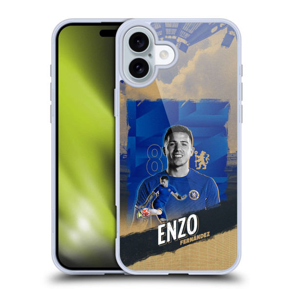 Chelsea Football Club 2023/24 First Team Enzo Fernández Soft Gel Case for Apple iPhone 16 Plus