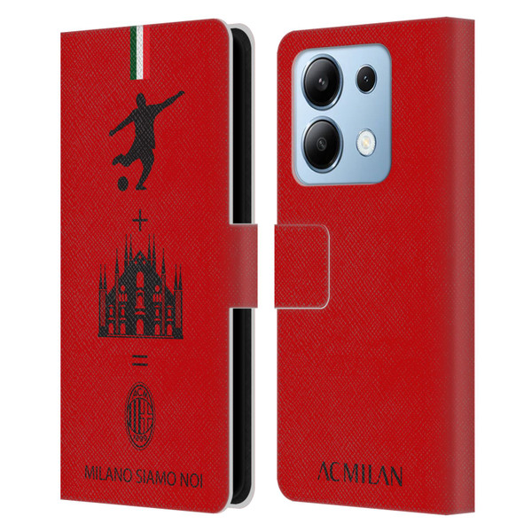 AC Milan Crest Patterns Red Leather Book Wallet Case Cover For Xiaomi Redmi Note 13/13 Pro 5G