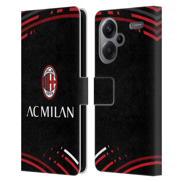 AC Milan Crest Patterns Curved Leather Book Wallet Case Cover For Xiaomi Redmi Note 13 Pro Plus 5G