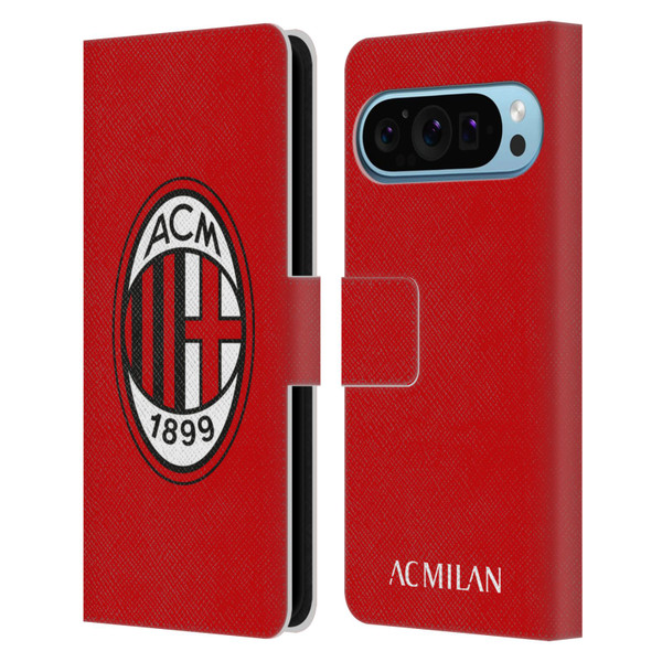 AC Milan Crest Full Colour Red Leather Book Wallet Case Cover For Google Pixel 9 / Pixel 9 Pro