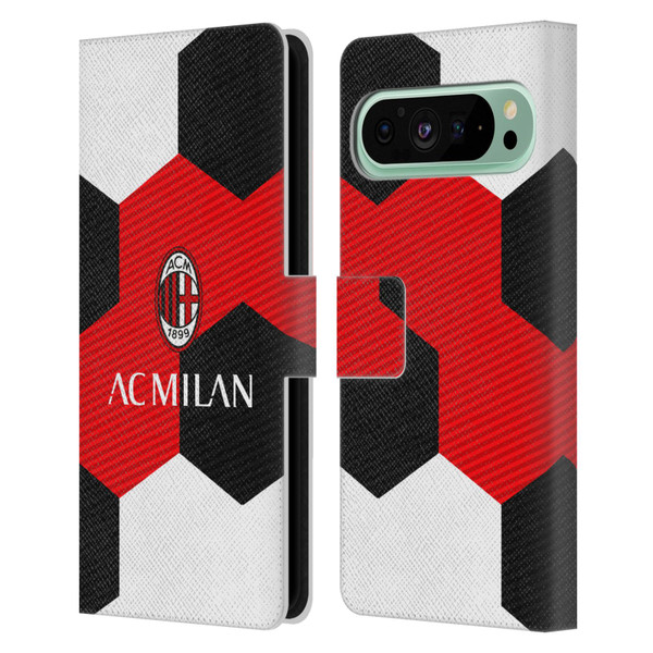 AC Milan Crest Ball Leather Book Wallet Case Cover For Google Pixel 9 Pro XL