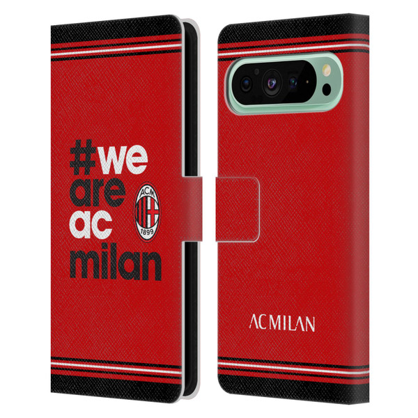AC Milan Crest Stripes Leather Book Wallet Case Cover For Google Pixel 9 Pro XL