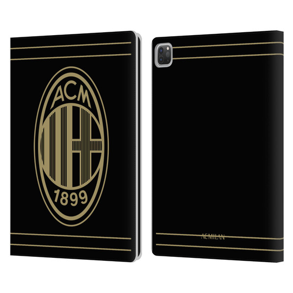 AC Milan Crest Black And Gold Leather Book Wallet Case Cover For Apple iPad Pro 13 M4 2024