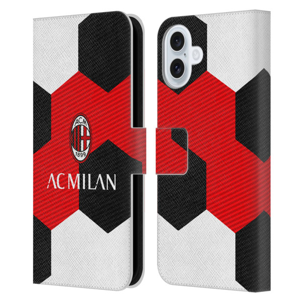 AC Milan Crest Ball Leather Book Wallet Case Cover For Apple iPhone 16 Plus