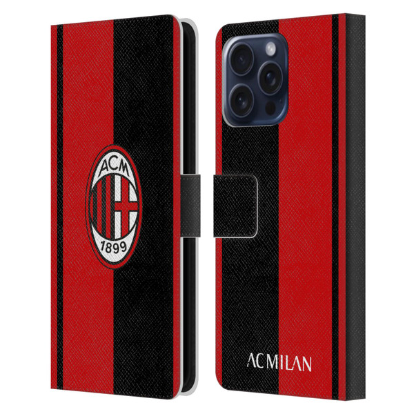 AC Milan Crest Red And Black Leather Book Wallet Case Cover For Apple iPhone 16 Pro Max