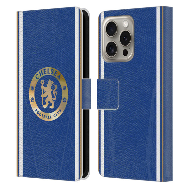 Chelsea Football Club 2023/24 Kit Home Leather Book Wallet Case Cover For Apple iPhone 16 Pro