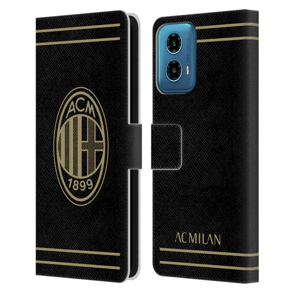 AC Milan Crest Black And Gold Leather Book Wallet Case Cover For Motorola Moto G34 5G