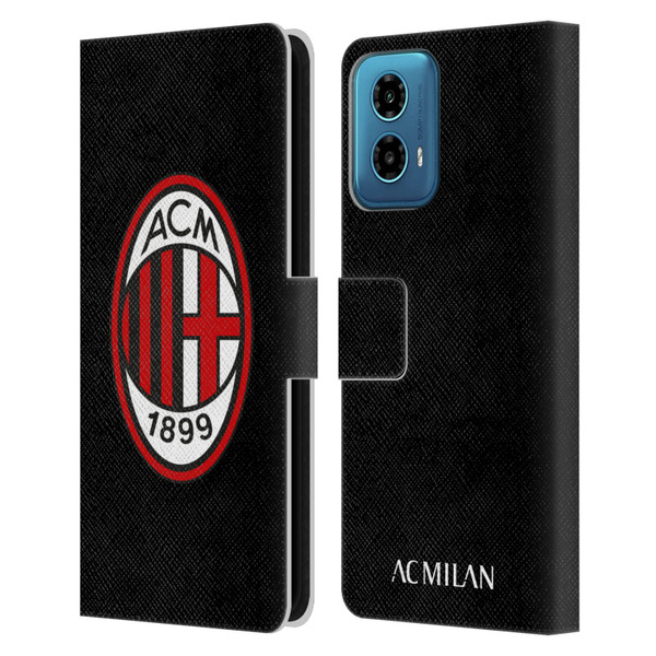 AC Milan Crest Full Colour Black Leather Book Wallet Case Cover For Motorola Moto G34 5G