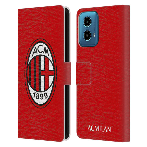 AC Milan Crest Full Colour Red Leather Book Wallet Case Cover For Motorola Moto G34 5G