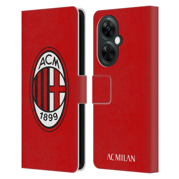 AC Milan Crest Full Colour Red Leather Book Wallet Case Cover For OnePlus Nord CE 3 Lite 5G