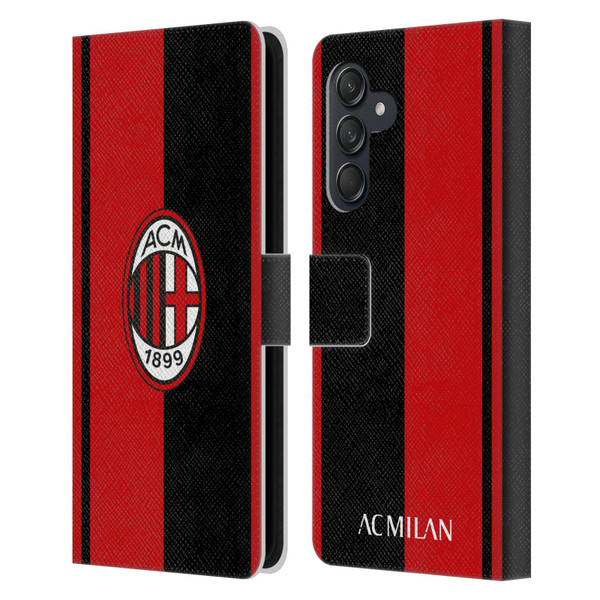 AC Milan Crest Red And Black Leather Book Wallet Case Cover For Samsung Galaxy M55 5G