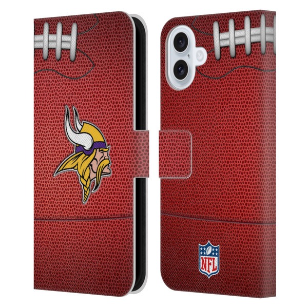 NFL Minnesota Vikings Graphics Football Leather Book Wallet Case Cover For Apple iPhone 16 Plus