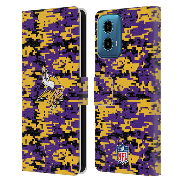 NFL Minnesota Vikings Graphics Digital Camouflage Leather Book Wallet Case Cover For Motorola Moto G34 5G