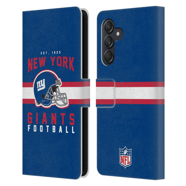 NFL New York Giants Graphics Helmet Typography Leather Book Wallet Case Cover For Samsung Galaxy M55 5G