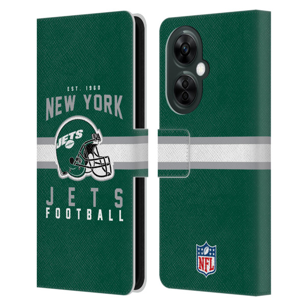NFL New York Jets Graphics Helmet Typography Leather Book Wallet Case Cover For OnePlus Nord CE 3 Lite 5G
