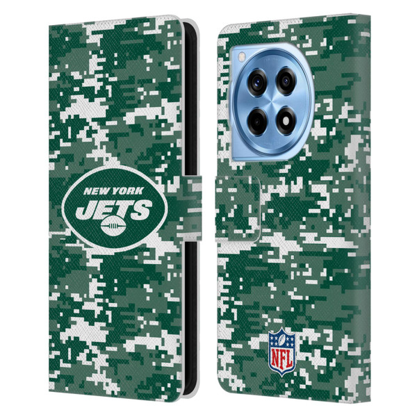 NFL New York Jets Graphics Digital Camouflage Leather Book Wallet Case Cover For OnePlus 12R
