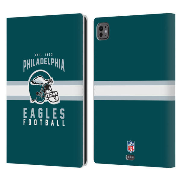 NFL Philadelphia Eagles Graphics Helmet Typography Leather Book Wallet Case Cover For Apple iPad Pro 11 M4 2024