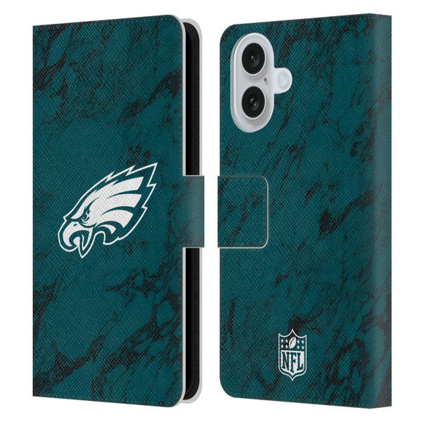 NFL Philadelphia Eagles Graphics Coloured Marble Leather Book Wallet Case Cover For Apple iPhone 16