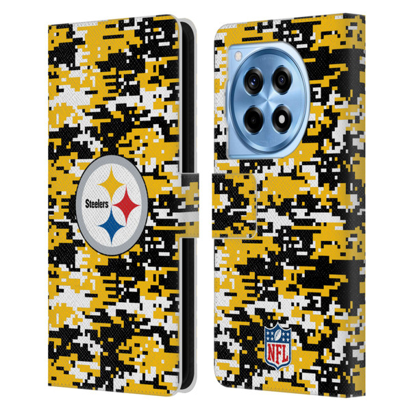 NFL Pittsburgh Steelers Graphics Digital Camouflage Leather Book Wallet Case Cover For OnePlus 12R