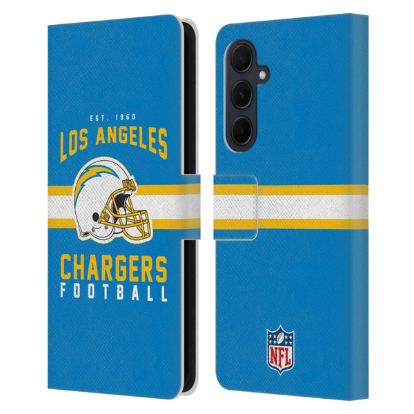 NFL Los Angeles Chargers Graphics Helmet Typography Leather Book Wallet Case Cover For Samsung Galaxy A35 5G