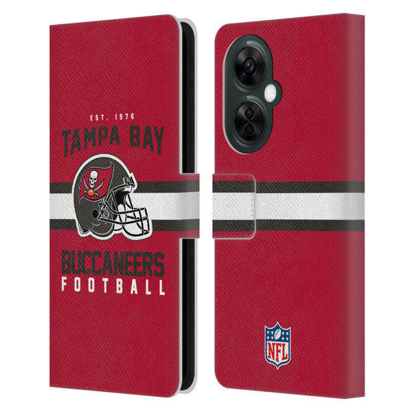 NFL Tampa Bay Buccaneers Graphics Helmet Typography Leather Book Wallet Case Cover For OnePlus Nord CE 3 Lite 5G