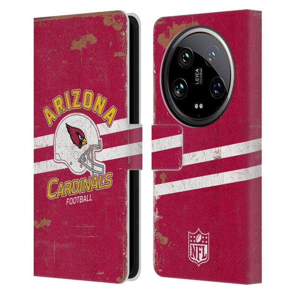 NFL Arizona Cardinals Logo Art Helmet Distressed Leather Book Wallet Case Cover For Xiaomi 14 Ultra