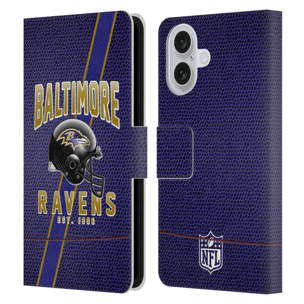 NFL Baltimore Ravens Logo Art Football Stripes Leather Book Wallet Case Cover For Apple iPhone 16