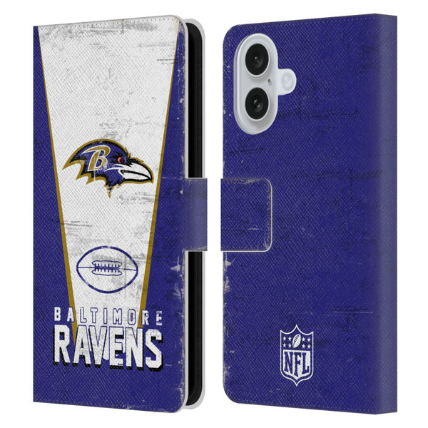 NFL Baltimore Ravens Logo Art Banner Leather Book Wallet Case Cover For Apple iPhone 16