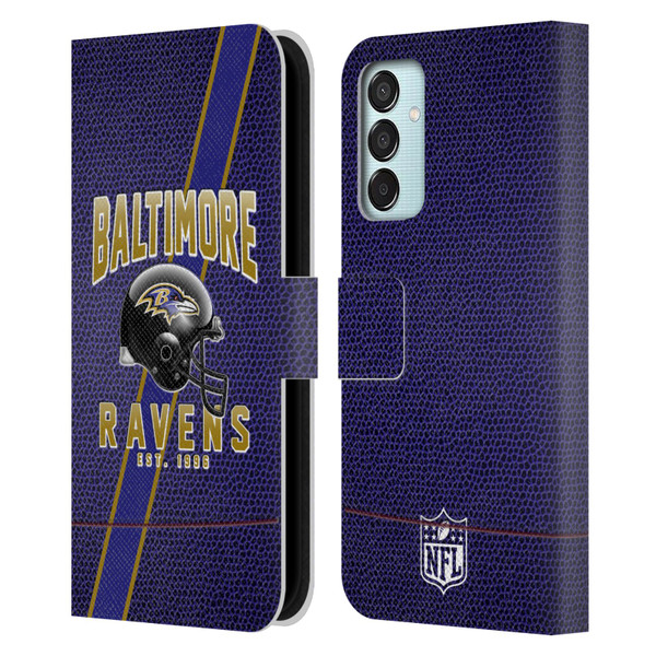NFL Baltimore Ravens Logo Art Football Stripes Leather Book Wallet Case Cover For Samsung Galaxy M15/F15 5G