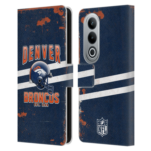 NFL Denver Broncos Logo Art Helmet Distressed Leather Book Wallet Case Cover For OPPO OnePlus Ace 3V 5G