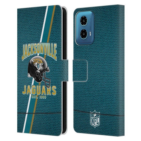 NFL Jacksonville Jaguars Logo Art Football Stripes Leather Book Wallet Case Cover For Motorola Moto G34 5G