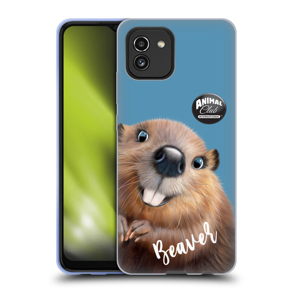 Animal Club International Faces Beaver Soft Gel Case for Samsung Galaxy A03 (2021)