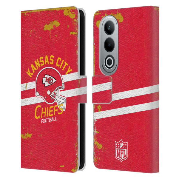 NFL Kansas City Chiefs Logo Art Helmet Distressed Leather Book Wallet Case Cover For OPPO OnePlus Ace 3V 5G