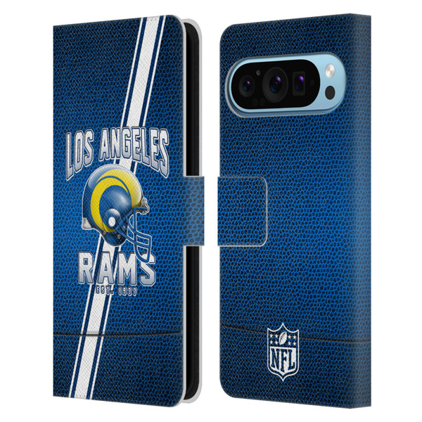 NFL Los Angeles Rams Logo Art Football Stripes 100th Leather Book Wallet Case Cover For Google Pixel 9 / Pixel 9 Pro