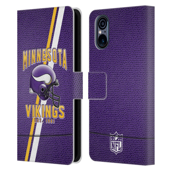 NFL Minnesota Vikings Logo Art Football Stripes Leather Book Wallet Case Cover For Sony Xperia 5 V 5G