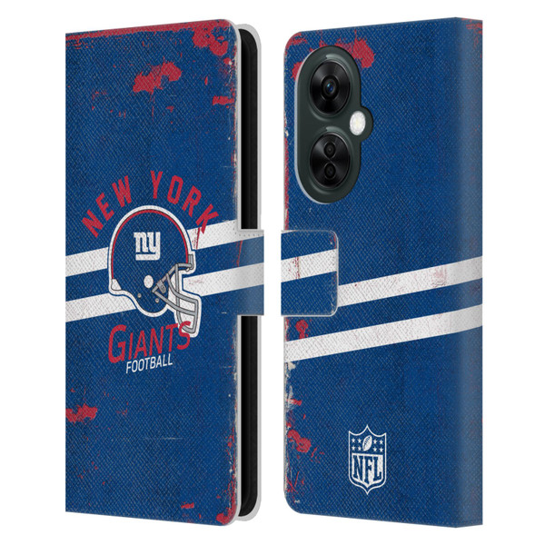 NFL New York Giants Logo Art Helmet Distressed Leather Book Wallet Case Cover For OnePlus Nord CE 3 Lite 5G