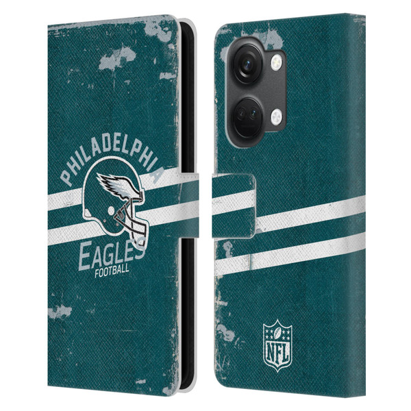 NFL Philadelphia Eagles Logo Art Helmet Distressed Leather Book Wallet Case Cover For OnePlus Nord 3 5G