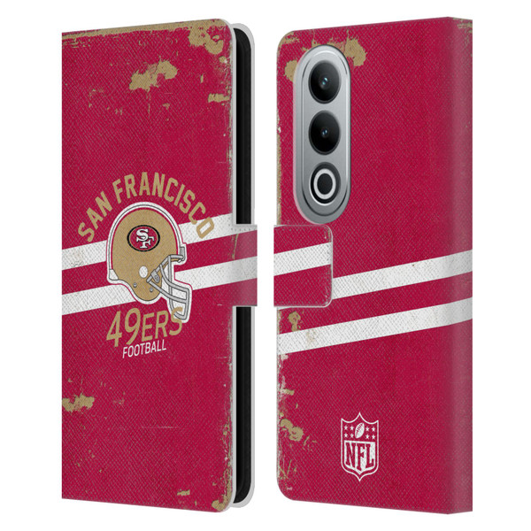NFL San Francisco 49ers Logo Art Helmet Distressed Leather Book Wallet Case Cover For OPPO OnePlus Ace 3V 5G