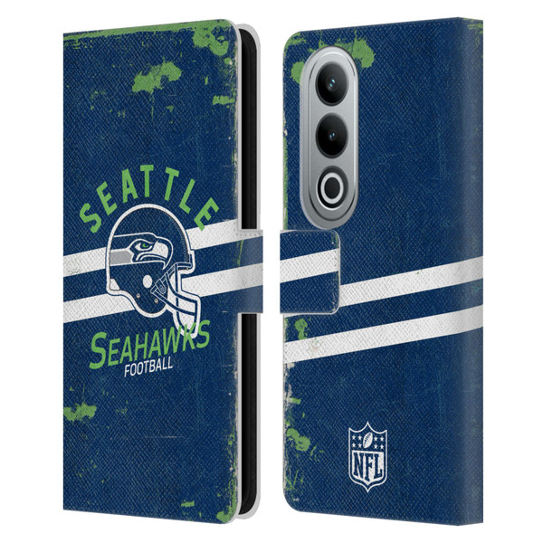 NFL Seattle Seahawks Logo Art Helmet Distressed Leather Book Wallet Case Cover For OPPO OnePlus Ace 3V 5G