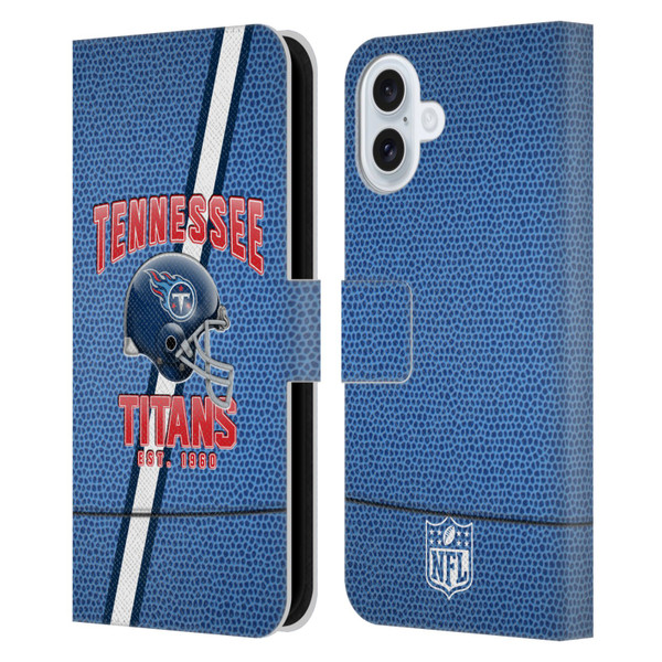NFL Tennessee Titans Logo Art Football Stripes Leather Book Wallet Case Cover For Apple iPhone 16 Plus