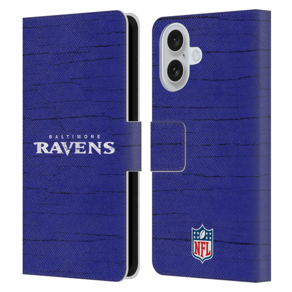 NFL Baltimore Ravens Logo Distressed Look Leather Book Wallet Case Cover For Apple iPhone 16