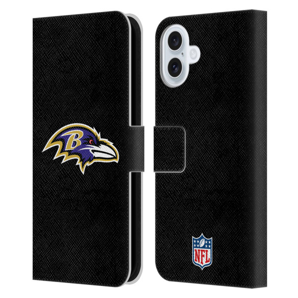 NFL Baltimore Ravens Logo Plain Leather Book Wallet Case Cover For Apple iPhone 16 Plus