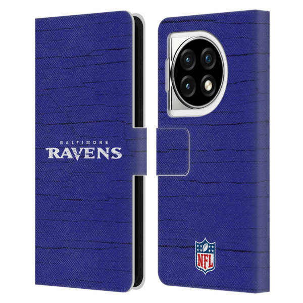 NFL Baltimore Ravens Logo Distressed Look Leather Book Wallet Case Cover For OPPO OnePlus Ace 3 5G