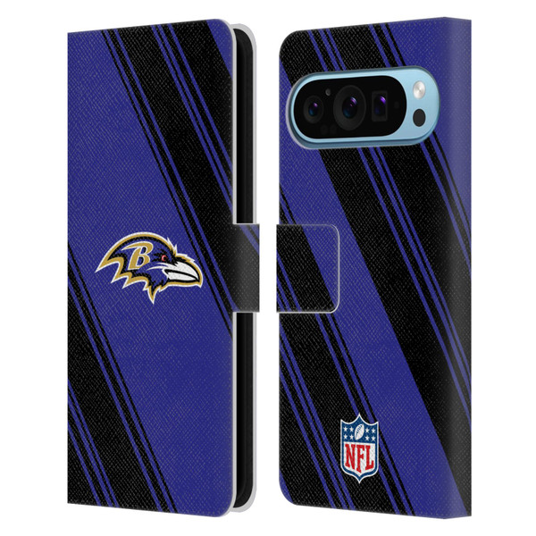 NFL Baltimore Ravens Artwork Stripes Leather Book Wallet Case Cover For Google Pixel 9 / Pixel 9 Pro