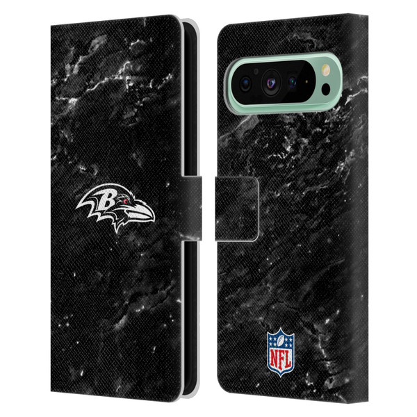 NFL Baltimore Ravens Artwork Marble Leather Book Wallet Case Cover For Google Pixel 9 Pro XL