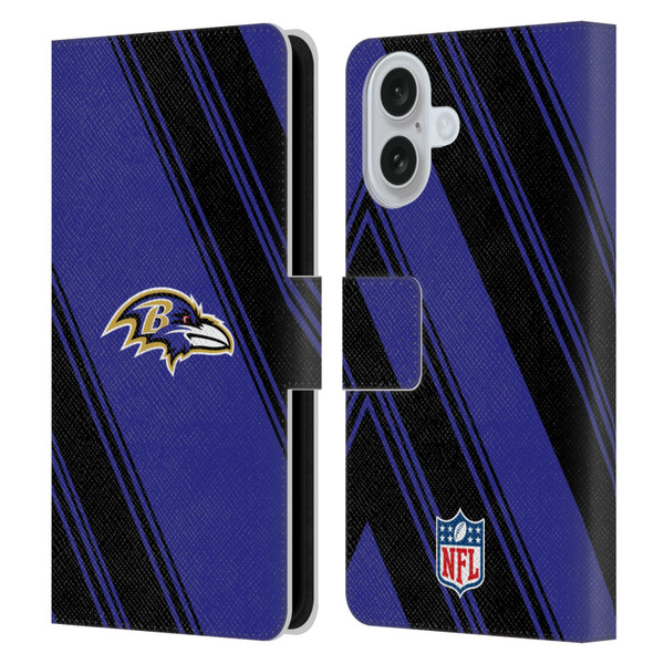 NFL Baltimore Ravens Artwork Stripes Leather Book Wallet Case Cover For Apple iPhone 16