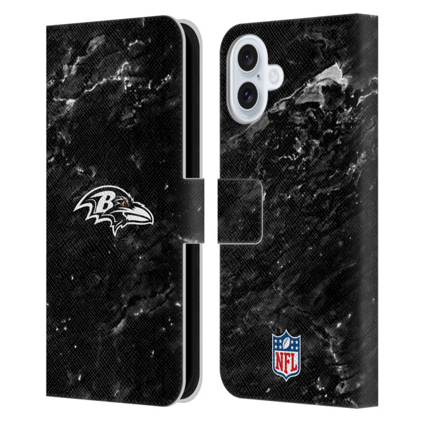 NFL Baltimore Ravens Artwork Marble Leather Book Wallet Case Cover For Apple iPhone 16 Plus