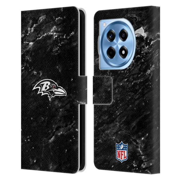 NFL Baltimore Ravens Artwork Marble Leather Book Wallet Case Cover For OnePlus 12R